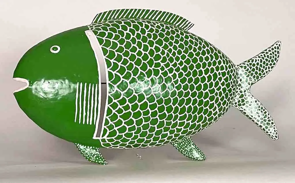 African Green Recycled Metal Fish Wall Ornament - Mali