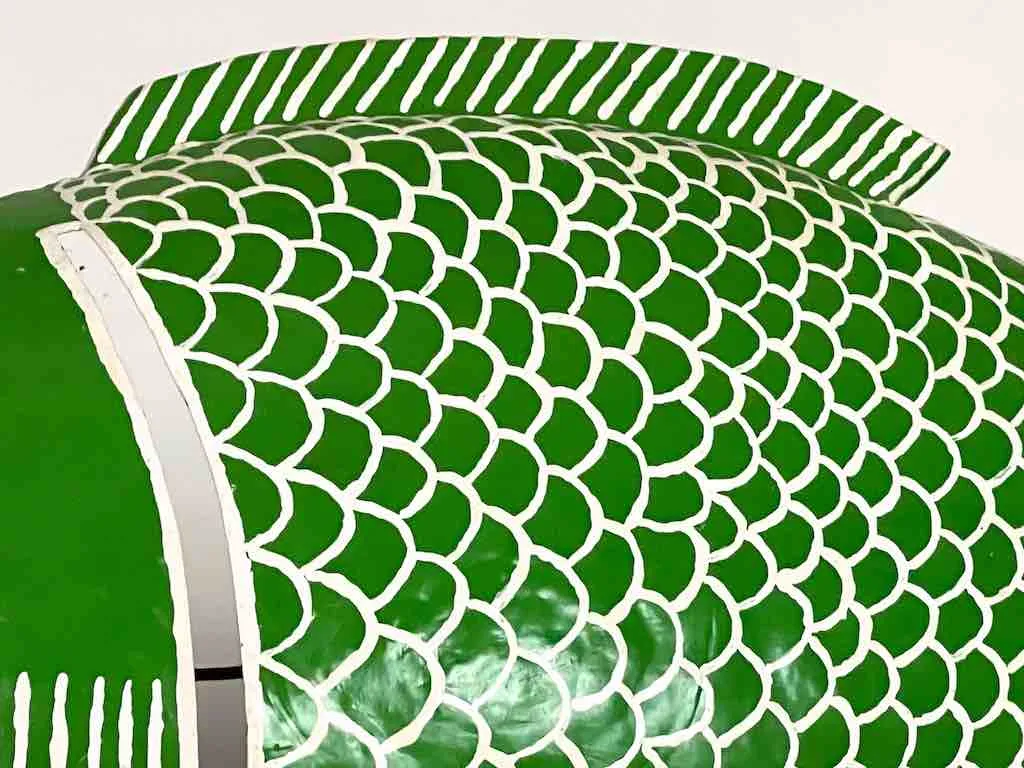 African Green Recycled Metal Fish Wall Ornament - Mali