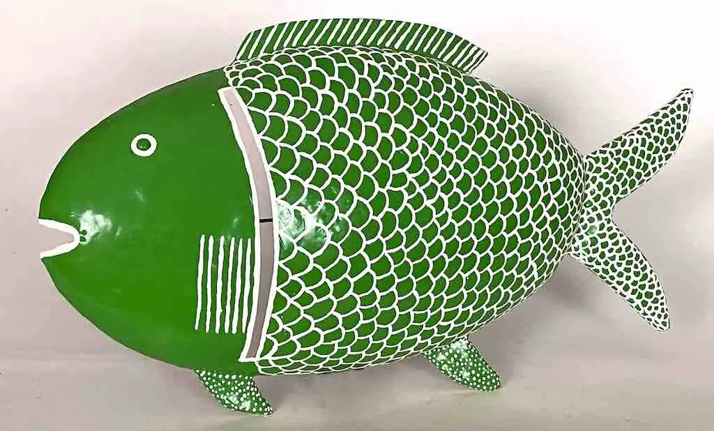 African Green Recycled Metal Fish Wall Ornament - Mali