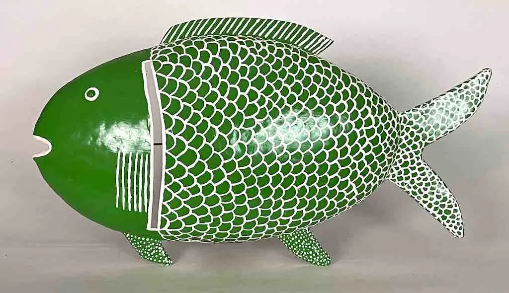 African Green Recycled Metal Fish Wall Ornament - Mali