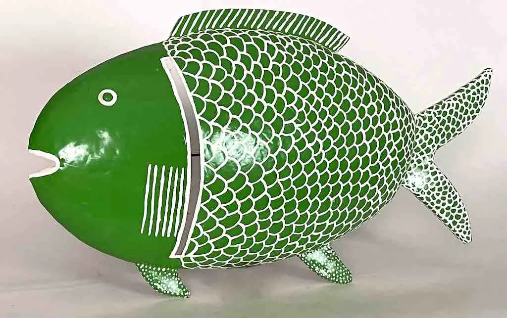 African Green Recycled Metal Fish Wall Ornament - Mali