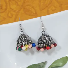 Antique Silver / Gold Plated Multicolored Beads Oxidised Jhumki Earring
