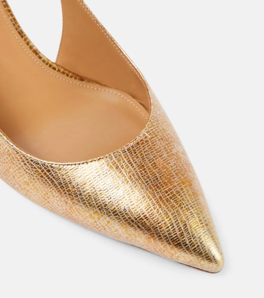 Aquazzura Purist 50 metallic leather slingback pumps