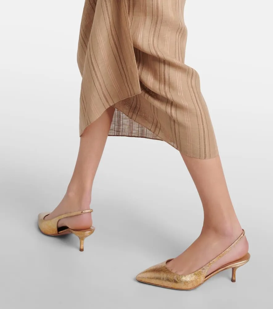Aquazzura Purist 50 metallic leather slingback pumps