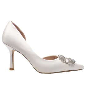 Astoria White Satin | Embellished Pump