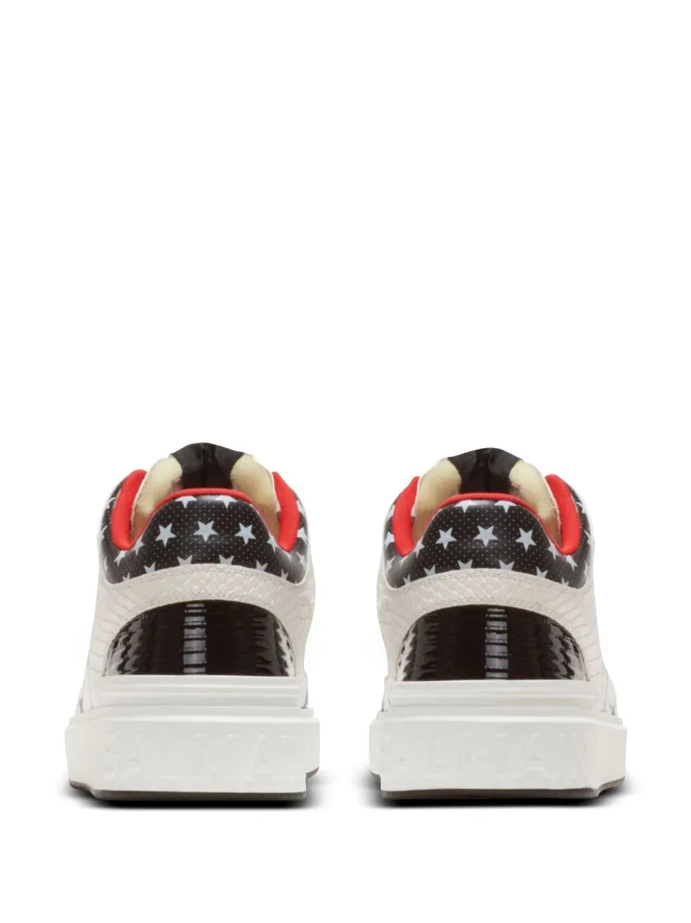 Balmain B-Court Mid Top Star Print Leather Trainers Black/White