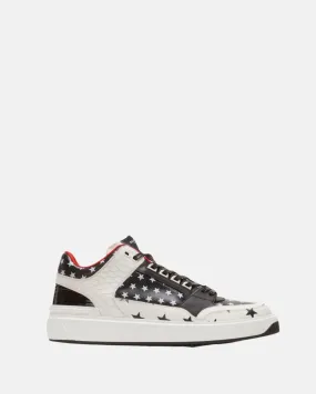 Balmain B-Court Mid Top Star Print Leather Trainers Black/White