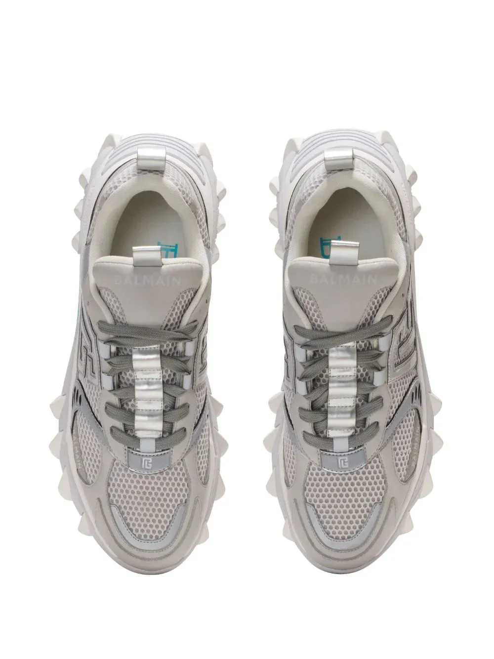 Balmain B-East Pb Trainers In Technical Materials And Mesh Teal/White
