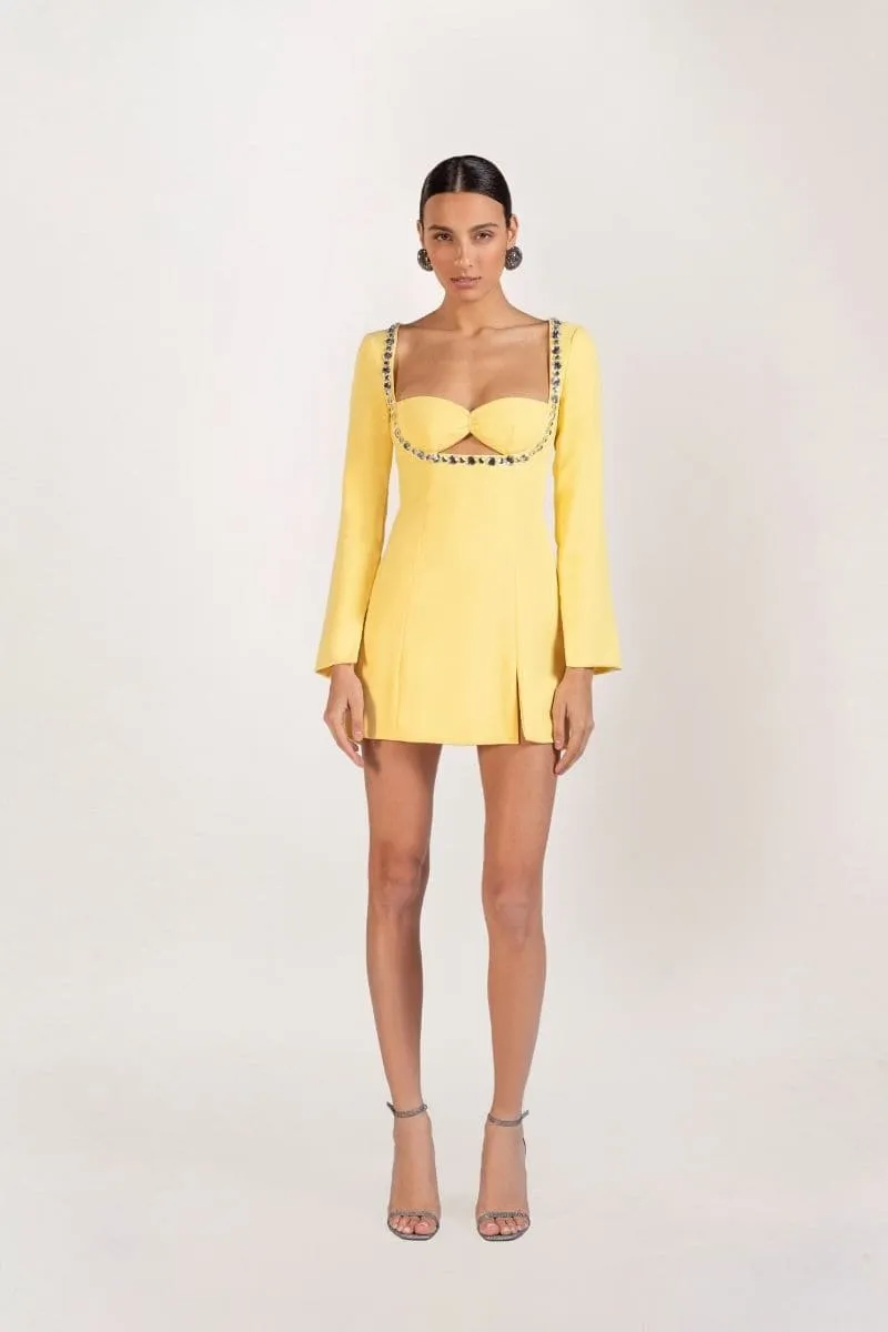 CELINE MINI EMBELLISHED CREPE MINI DRESS