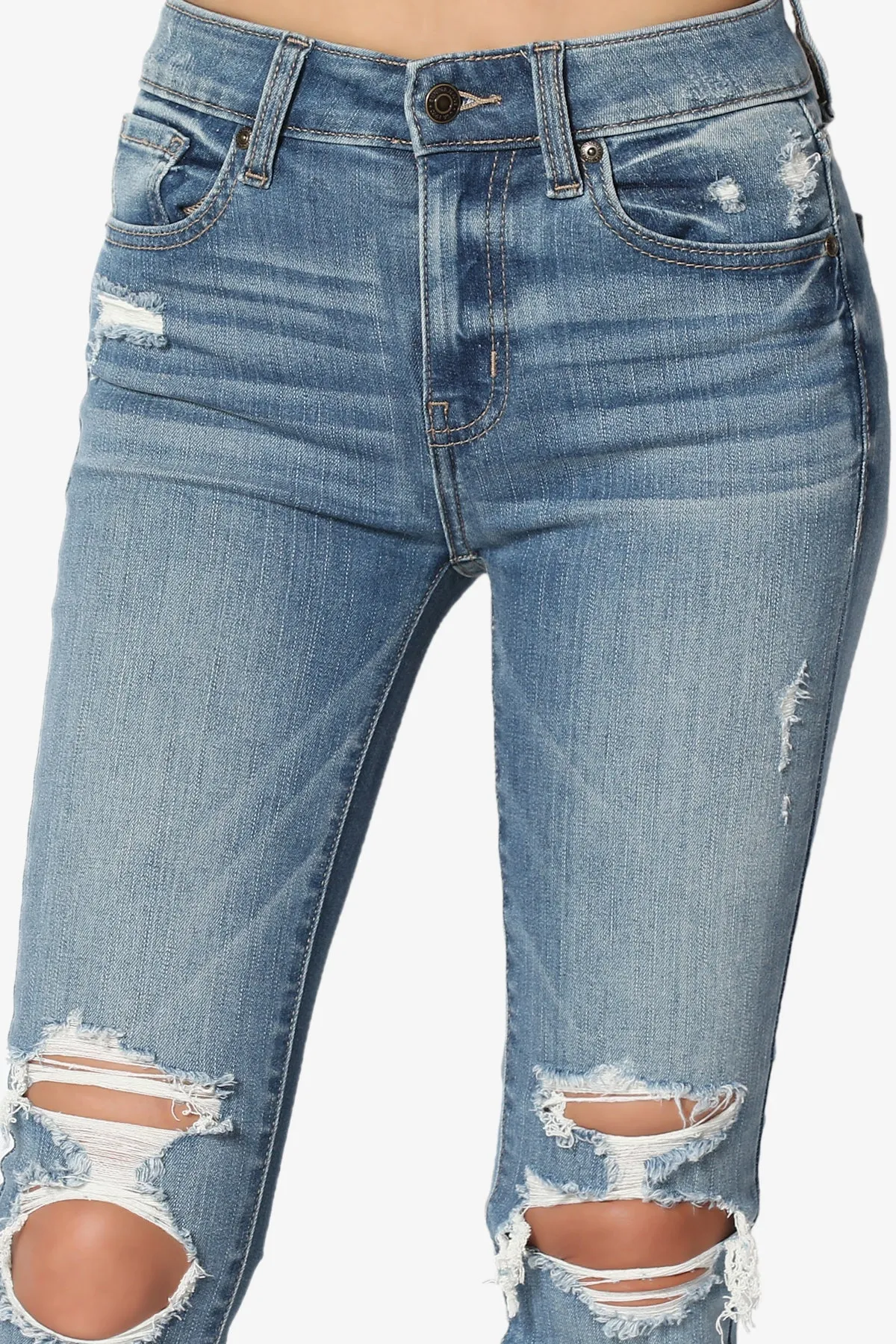 Clara Ripped High Rise Crop Skinny Jeans in HAS MD