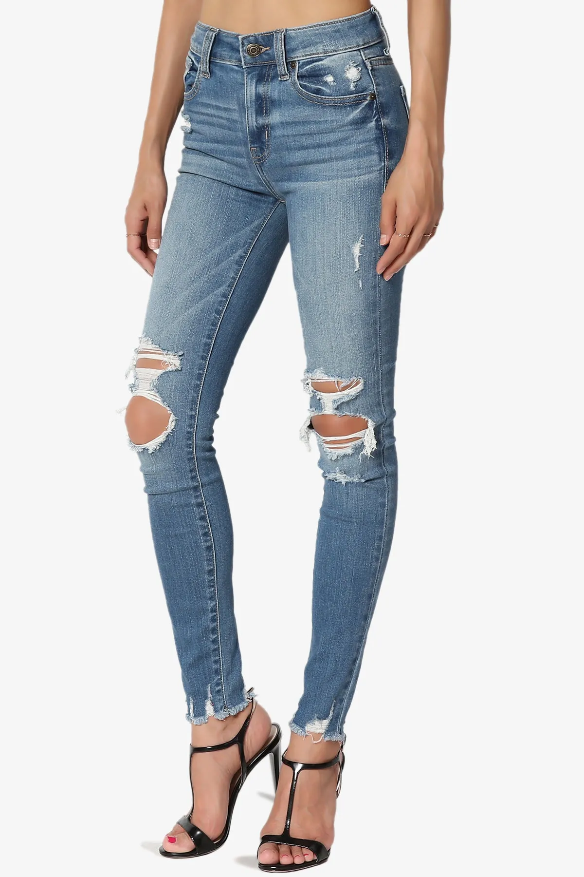 Clara Ripped High Rise Crop Skinny Jeans in HAS MD
