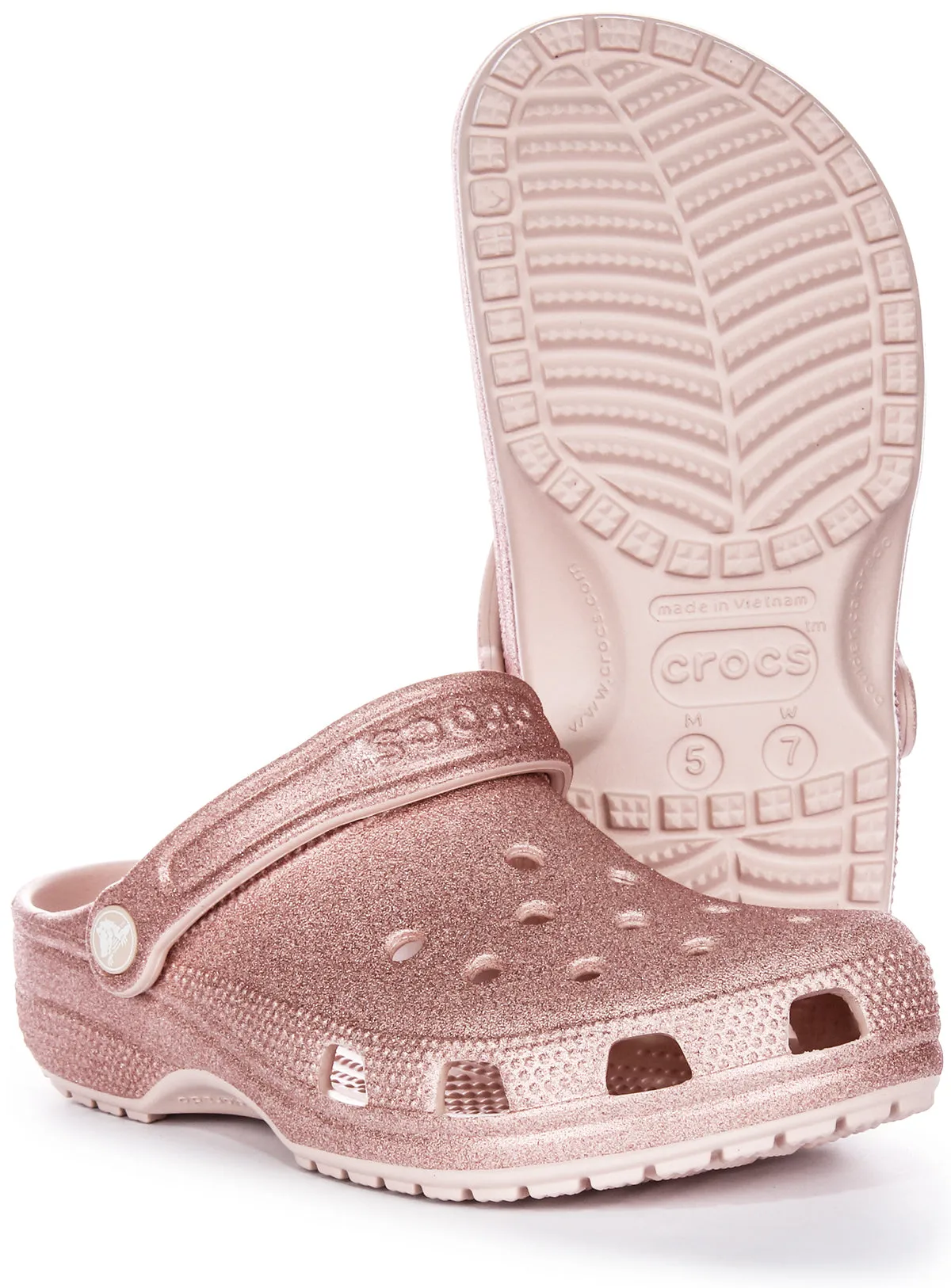 Crocs Classic Glitter In Rose For Unisex