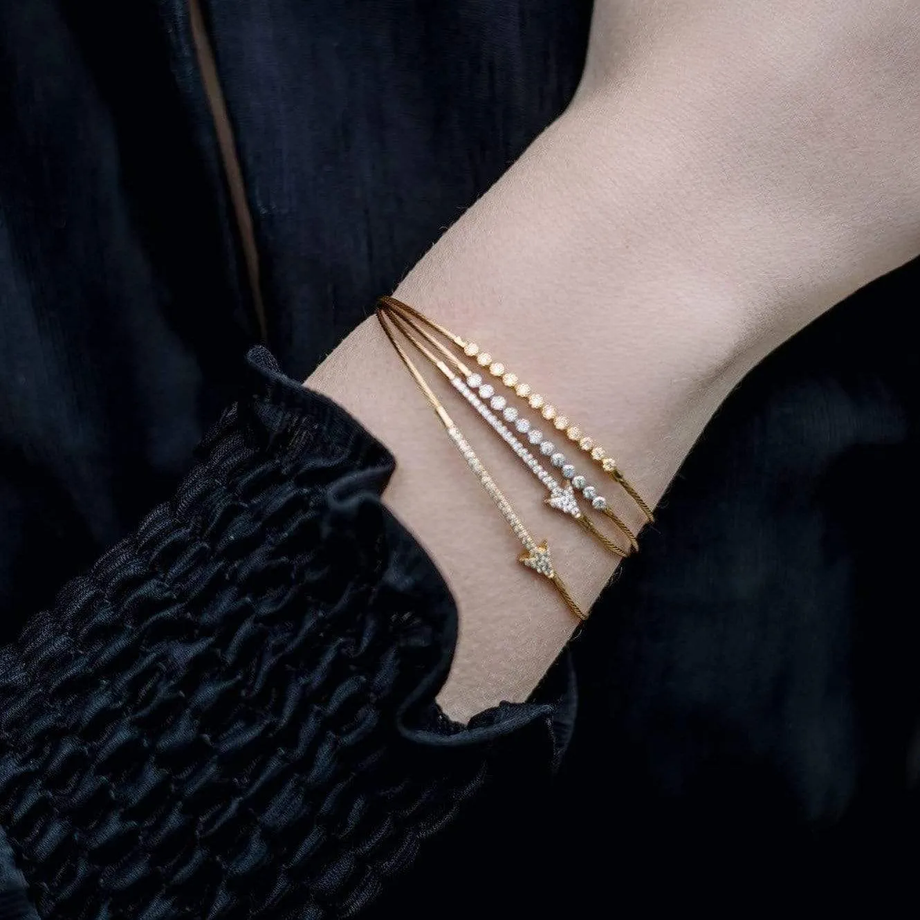 Delicate Collection 14KT YG Wire Bracelet with a Diamond Bar