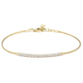 Delicate Collection 14KT YG Wire Bracelet with a Diamond Bar