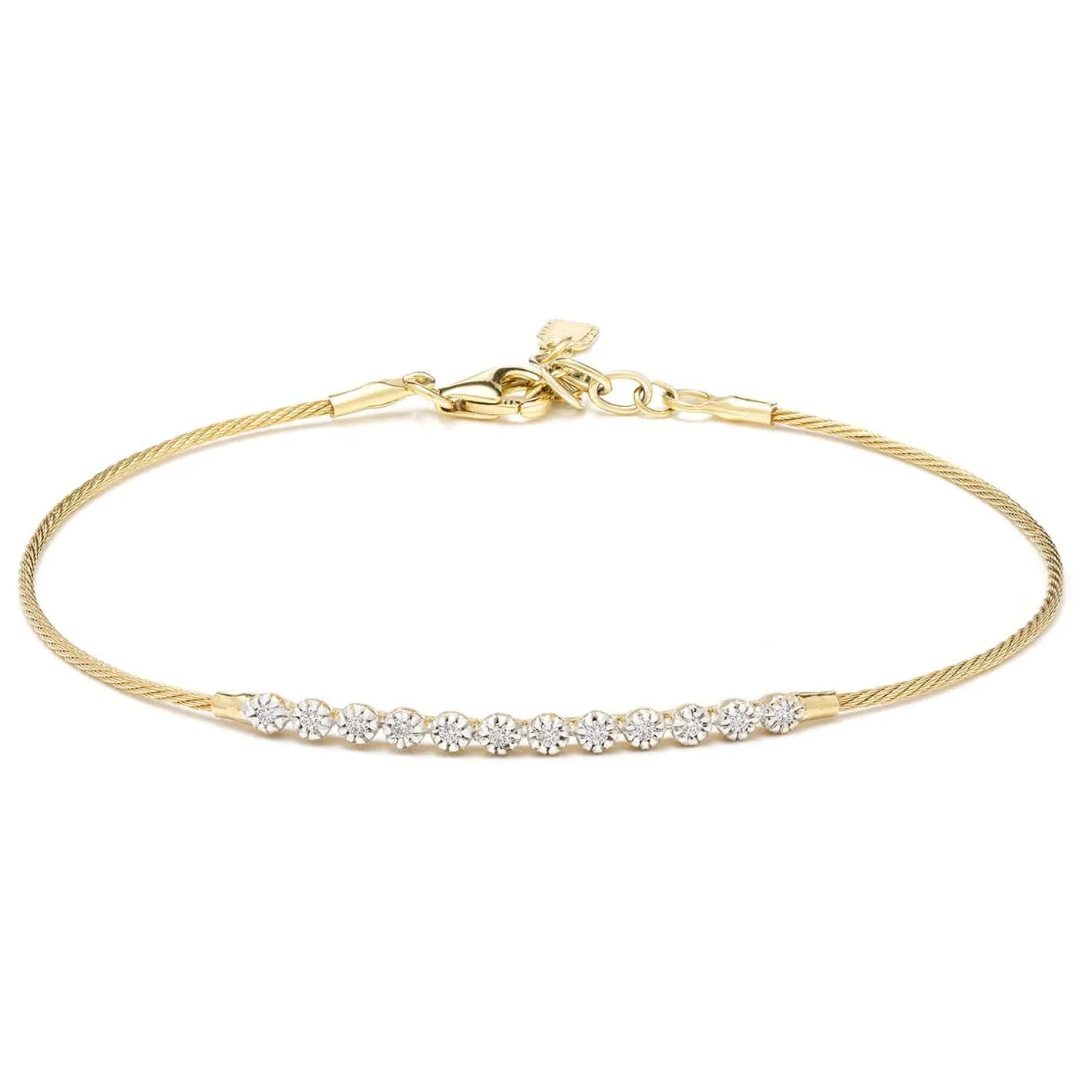 Delicate Collection 14KT YG Wire Bracelet with a Diamond Bar