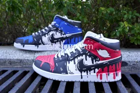 Dripping Black Red Blue Custom Air Jordan 1