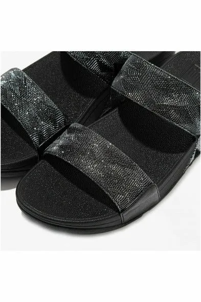 FitFlop Lulu Glitz Slides in All Black
