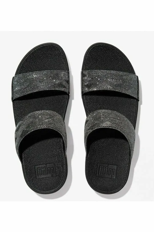 FitFlop Lulu Glitz Slides in All Black