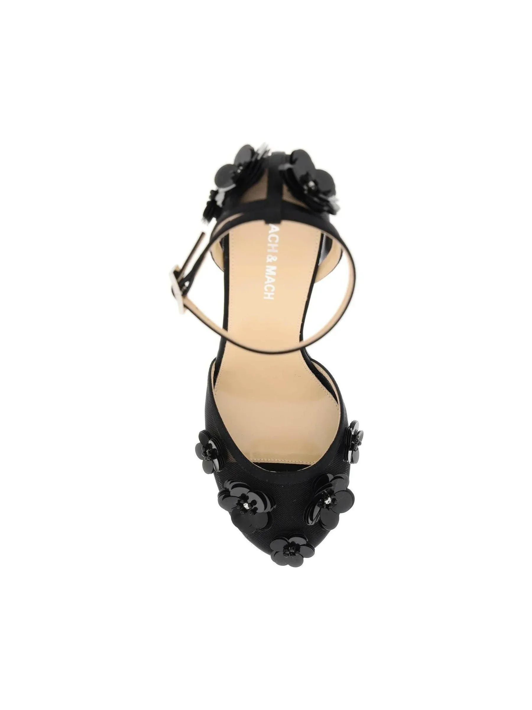 Floral Sequin Silk Slingbacks