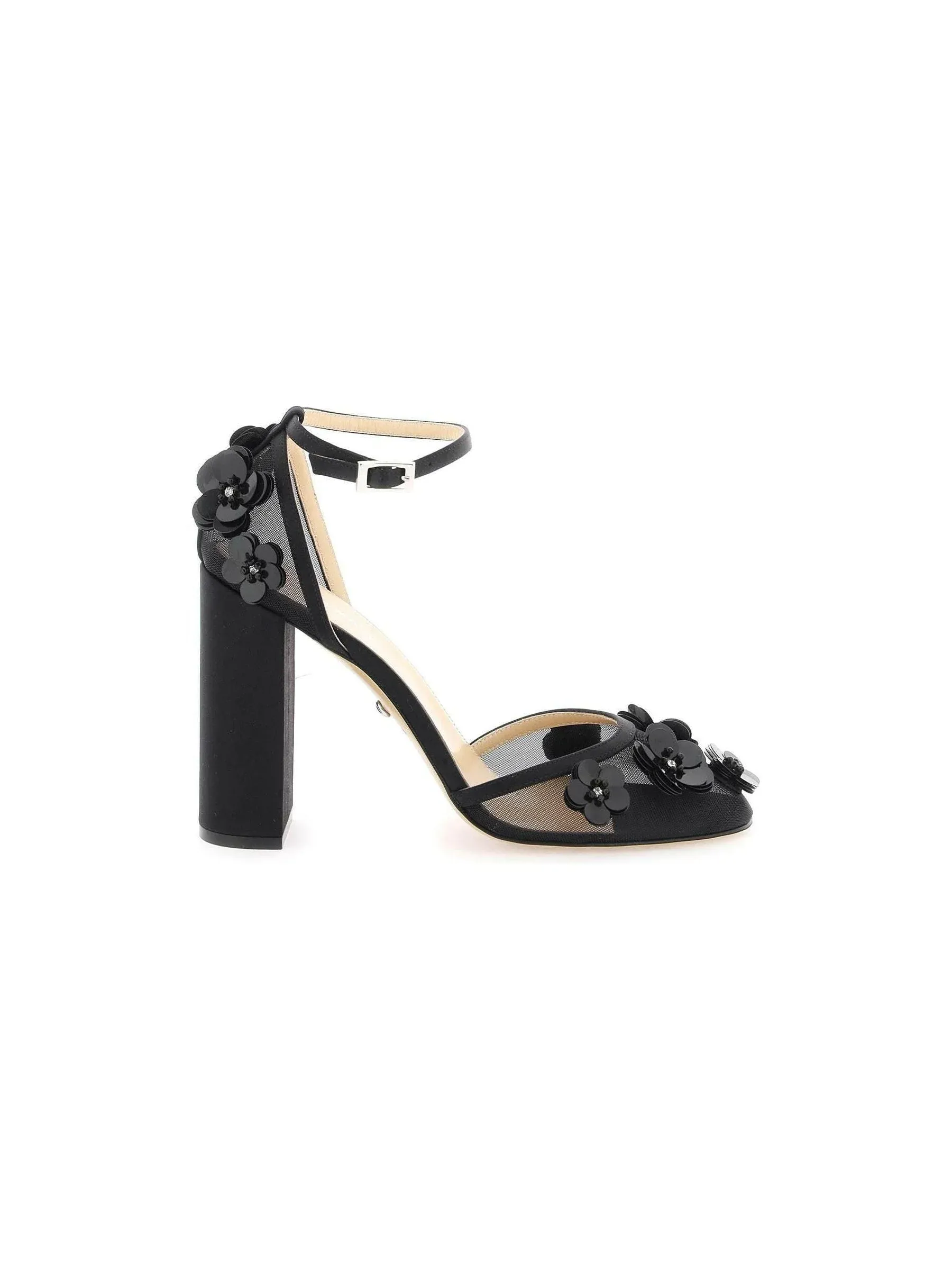 Floral Sequin Silk Slingbacks