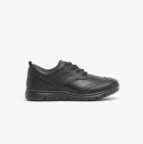 GEOX J XUNDAY Boys Leather School Trainers Black