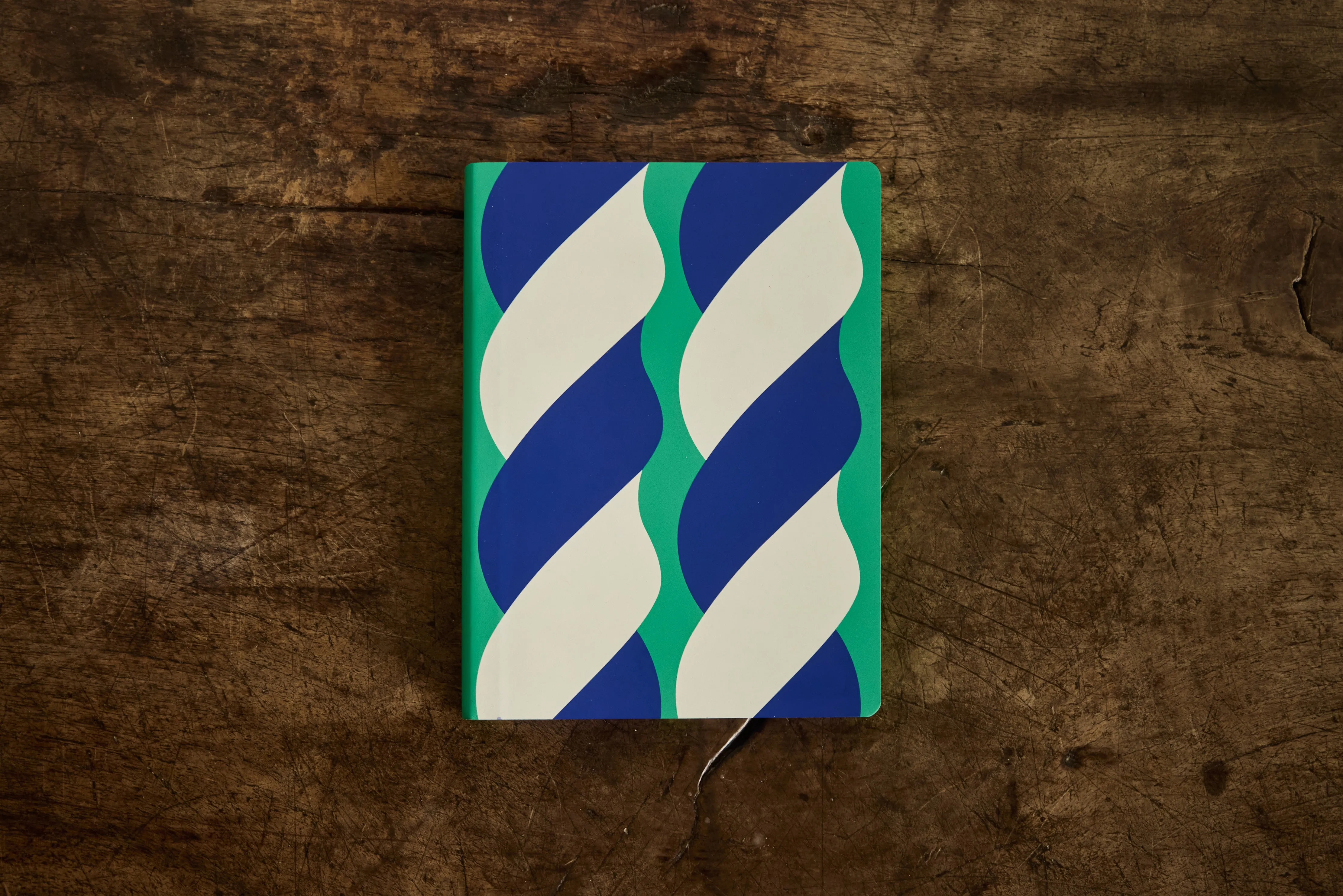Green & Cobalt Recycled Leather Notebook