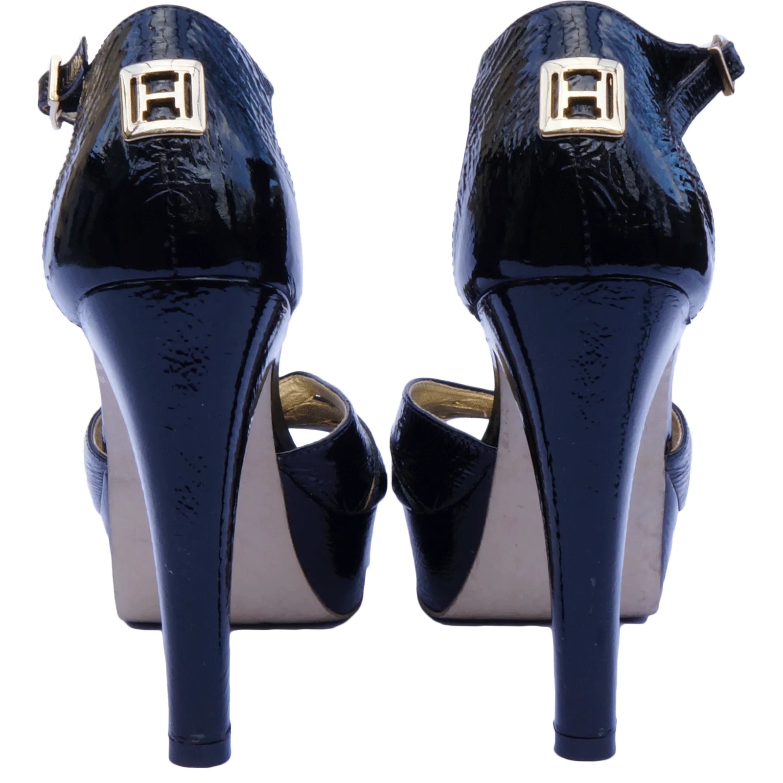 HALSTON HERITAGE LEATHER PEEP TOE PUMP