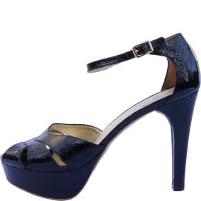 HALSTON HERITAGE LEATHER PEEP TOE PUMP