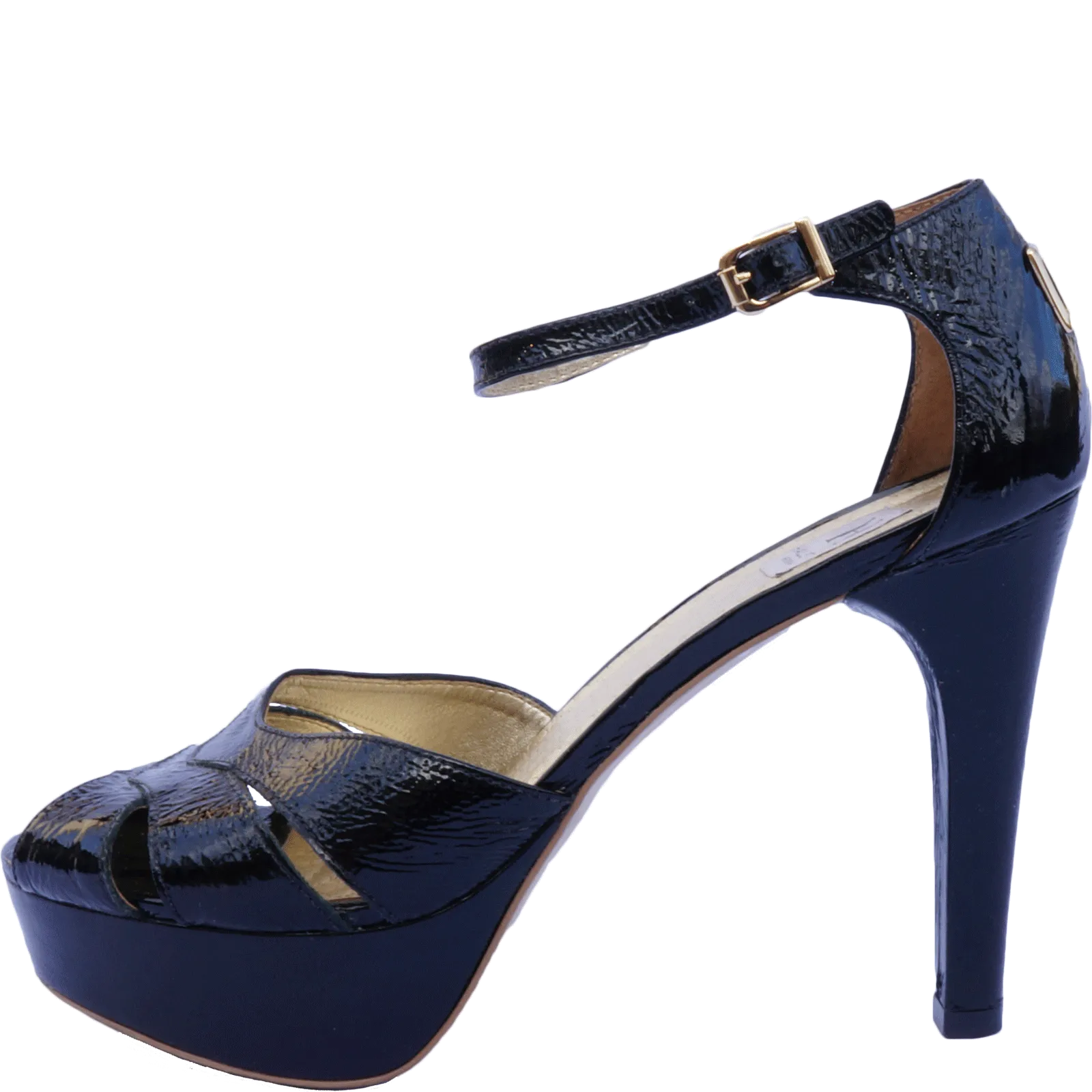 HALSTON HERITAGE LEATHER PEEP TOE PUMP