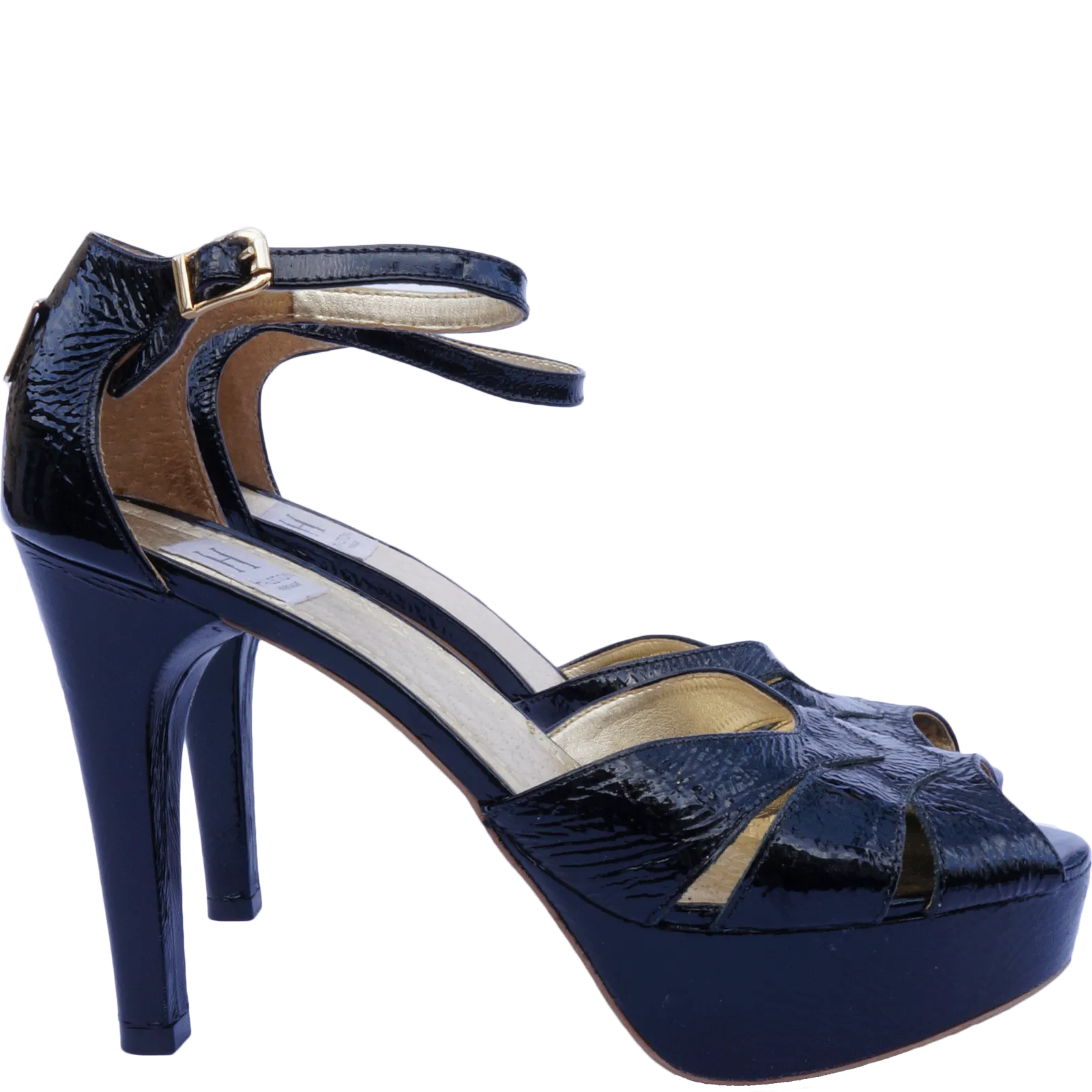 HALSTON HERITAGE LEATHER PEEP TOE PUMP