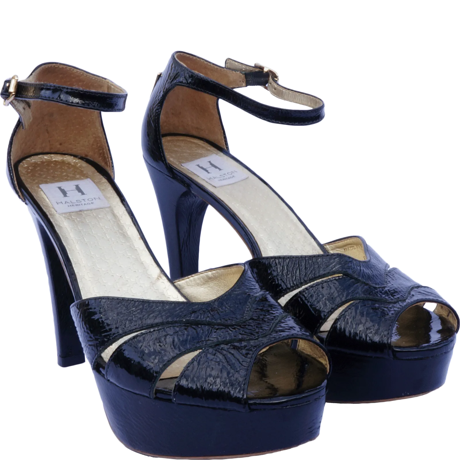 HALSTON HERITAGE LEATHER PEEP TOE PUMP