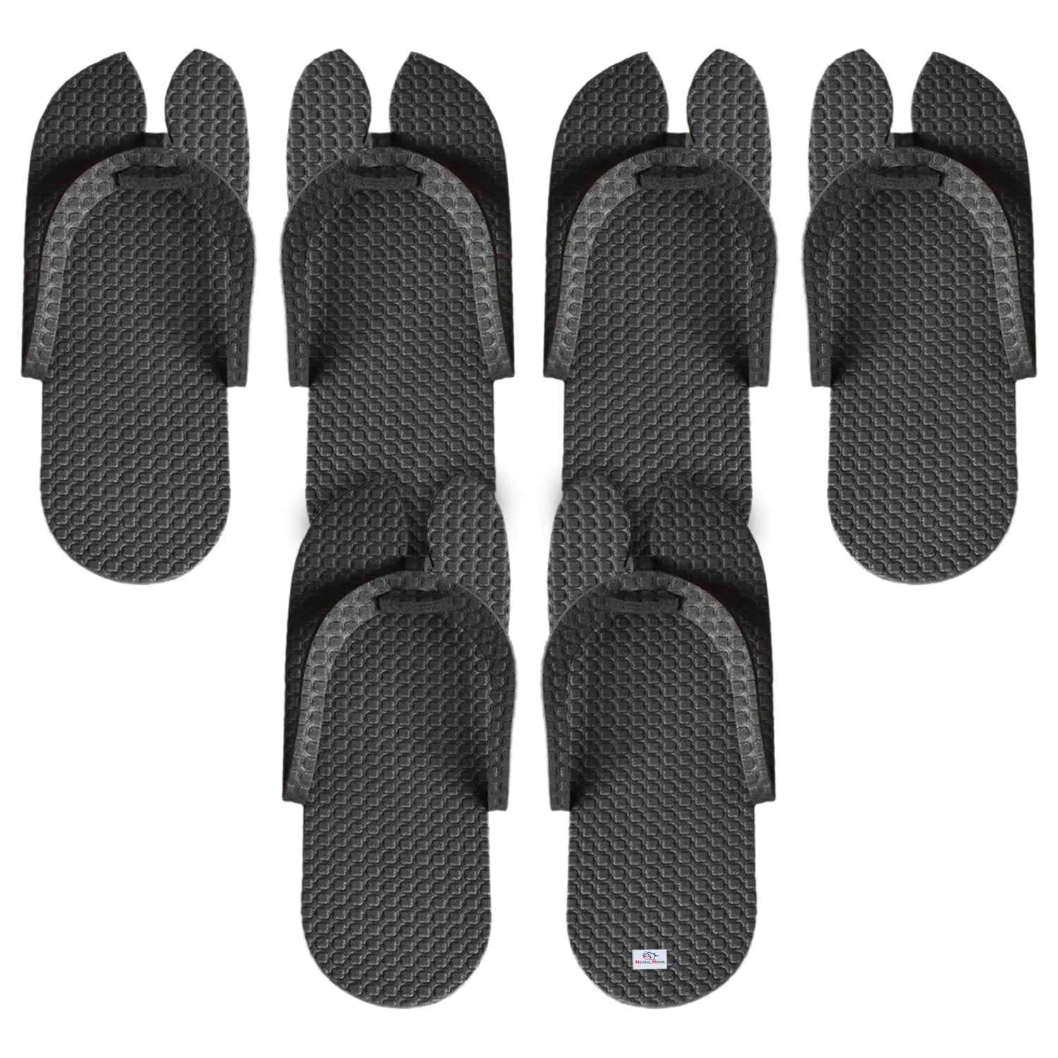 Heart Home Rubber Bathroom Slipper for Men & Women 3 Pair (Black) 54HH4214.