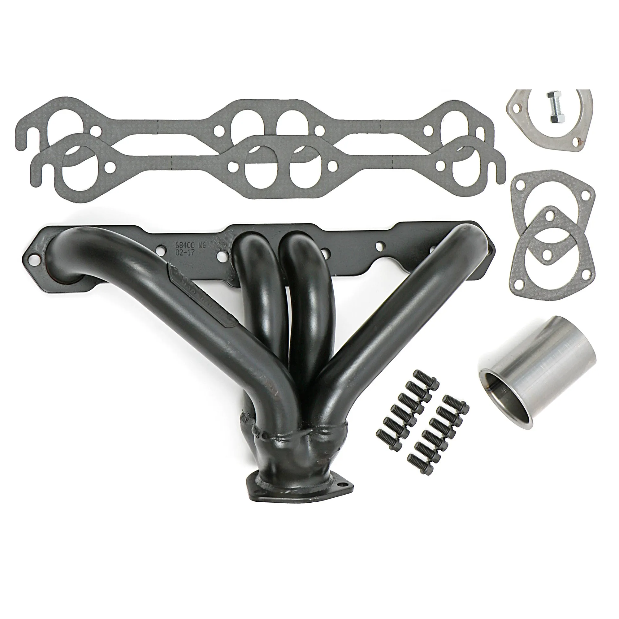 Hedman Hedders Block Hugger Headers - 1.625 in Primary - 2.5 in Collector - Black Paint - Small Block Chevy - Street Rod 1923-49 - Pair