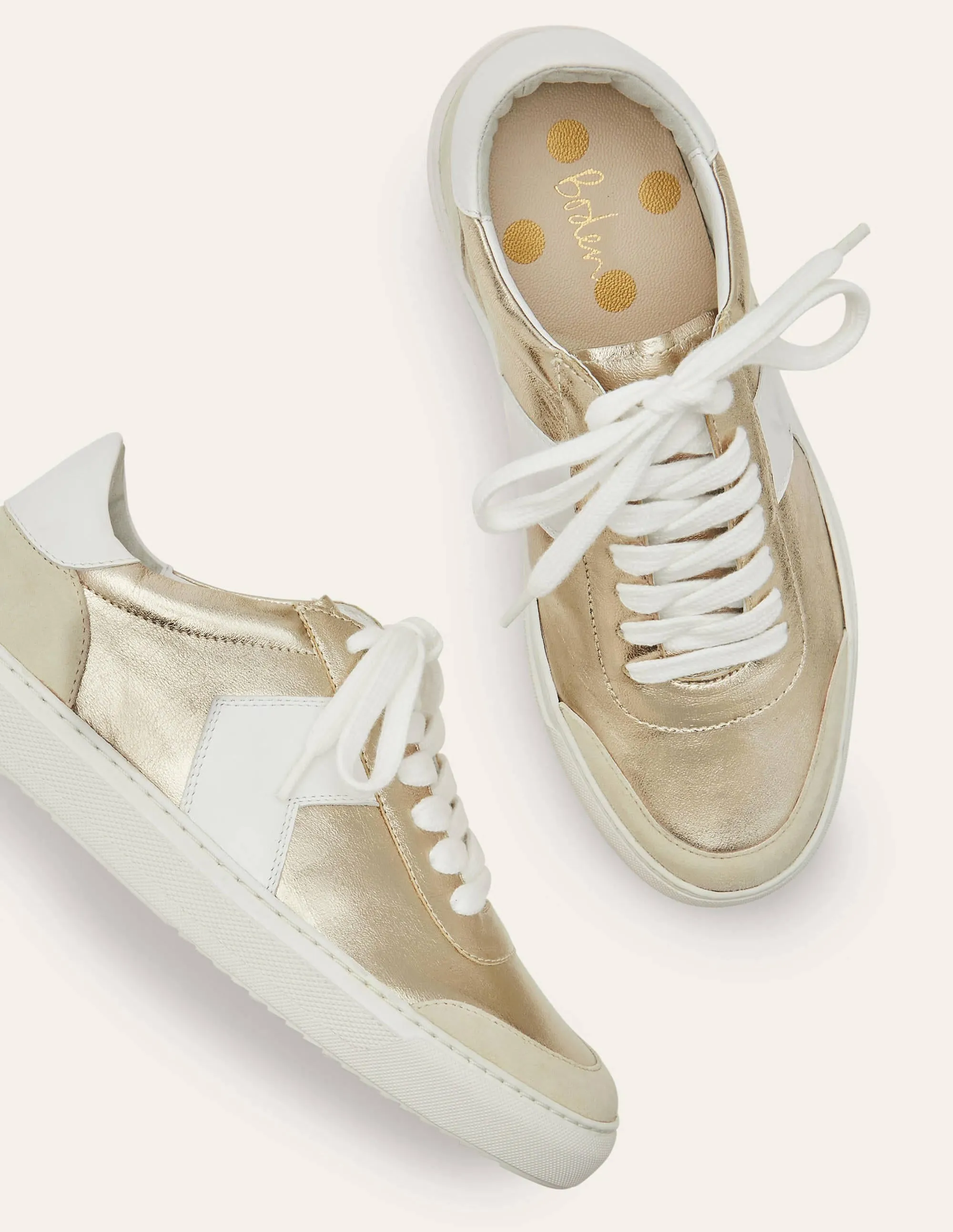 Helen Chevron Trainers-Metallic Gold