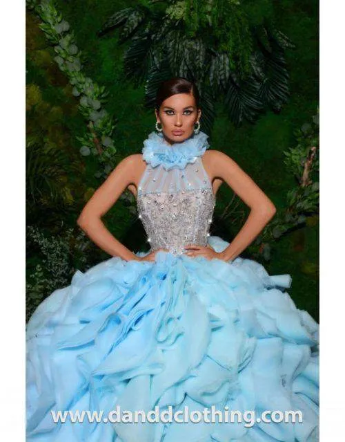 Luxury Evening Dress Light Blue