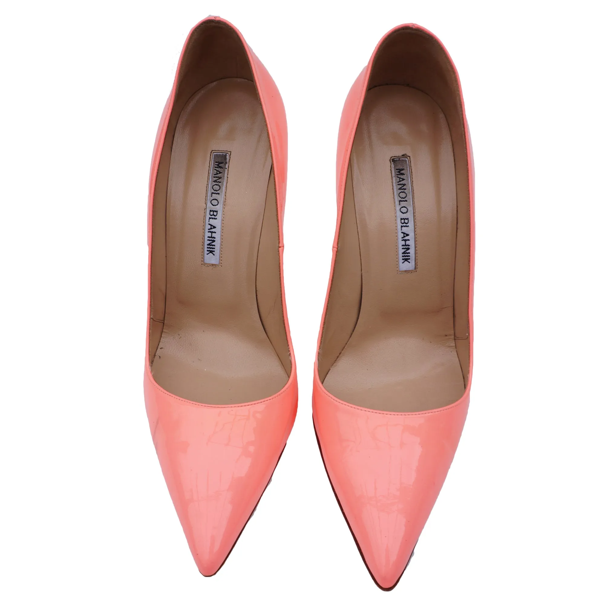 MANOLO BLAHNIK BB CORAL PATENT LEATHER PUMP