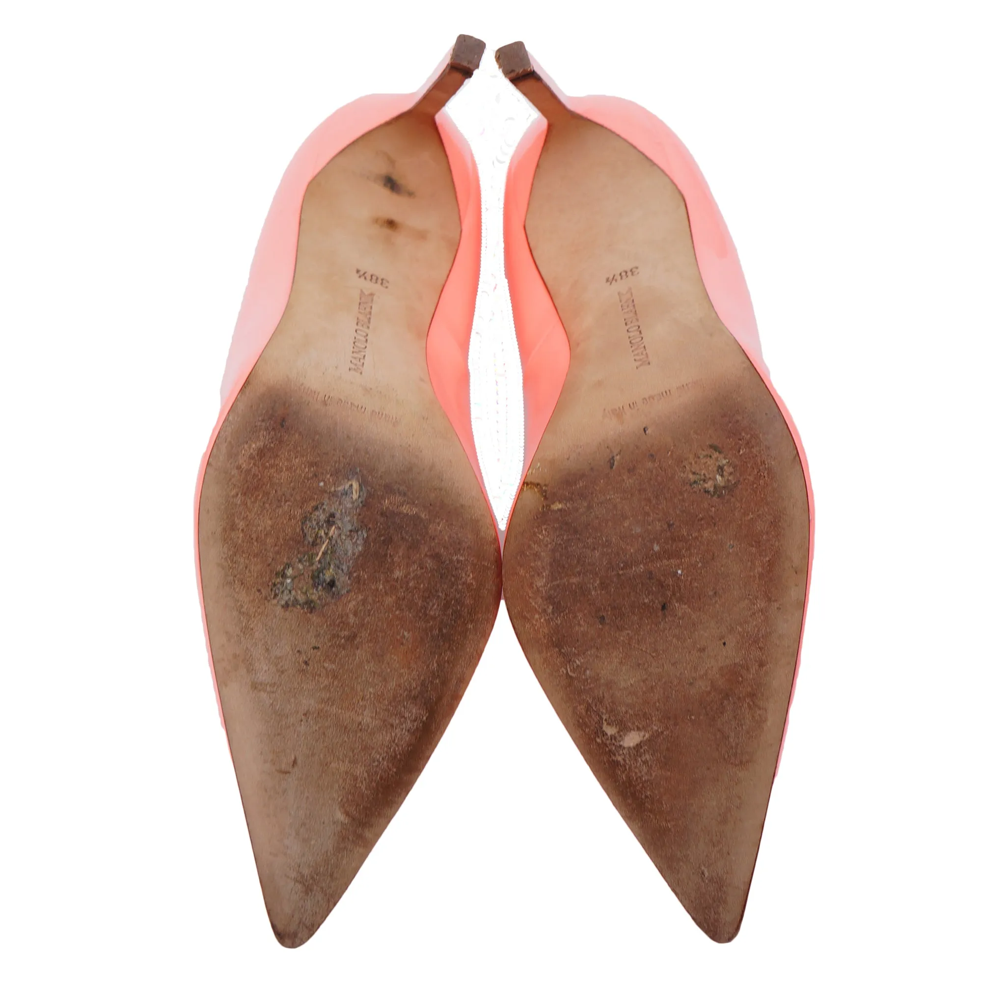 MANOLO BLAHNIK BB CORAL PATENT LEATHER PUMP
