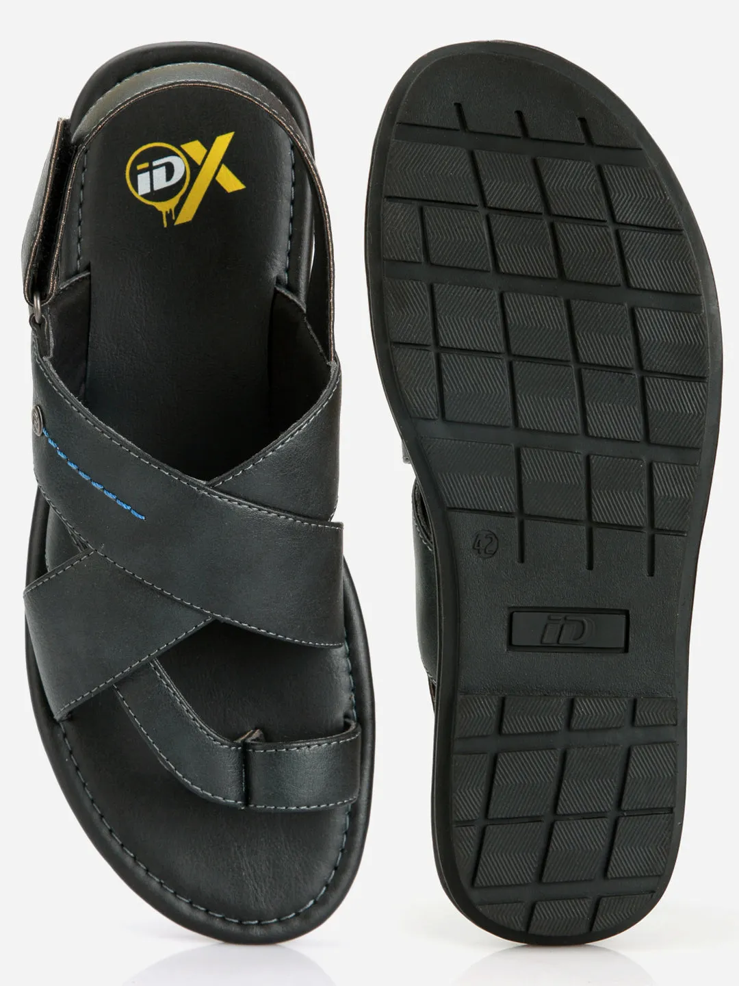 Men's Black Cross Starps Casual Sandal (IX5010)
