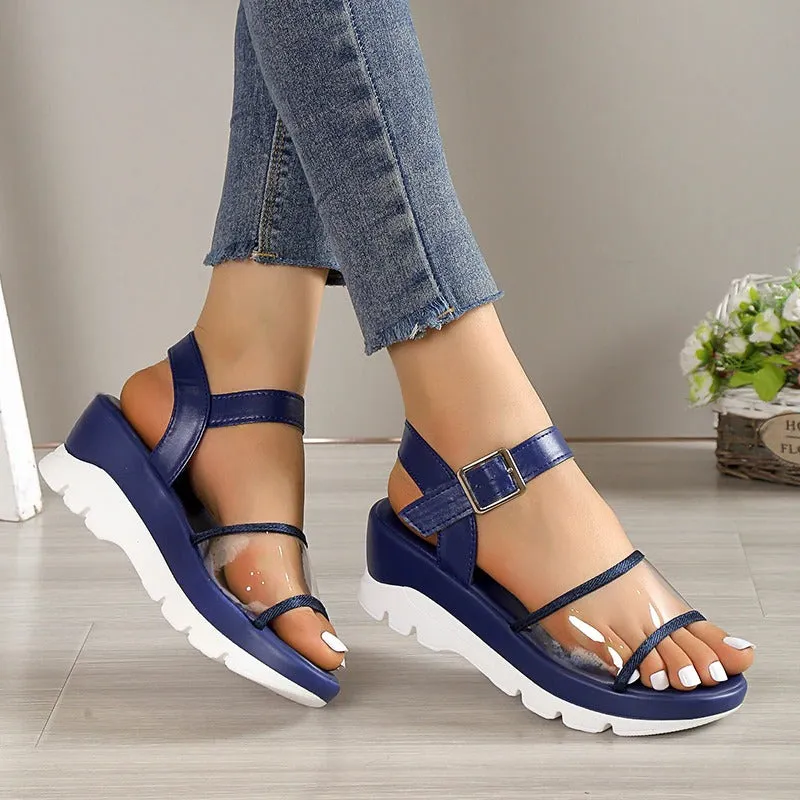 OCW Arch Support Sandals For Women Transparent Buckle Strap Chunky Platform Modern Summer