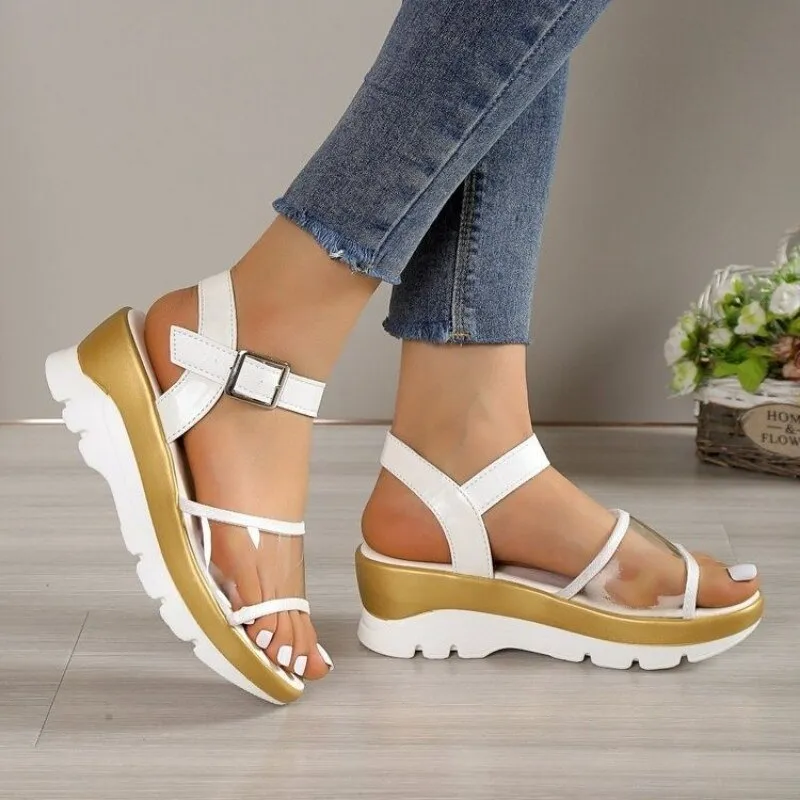 OCW Arch Support Sandals For Women Transparent Buckle Strap Chunky Platform Modern Summer