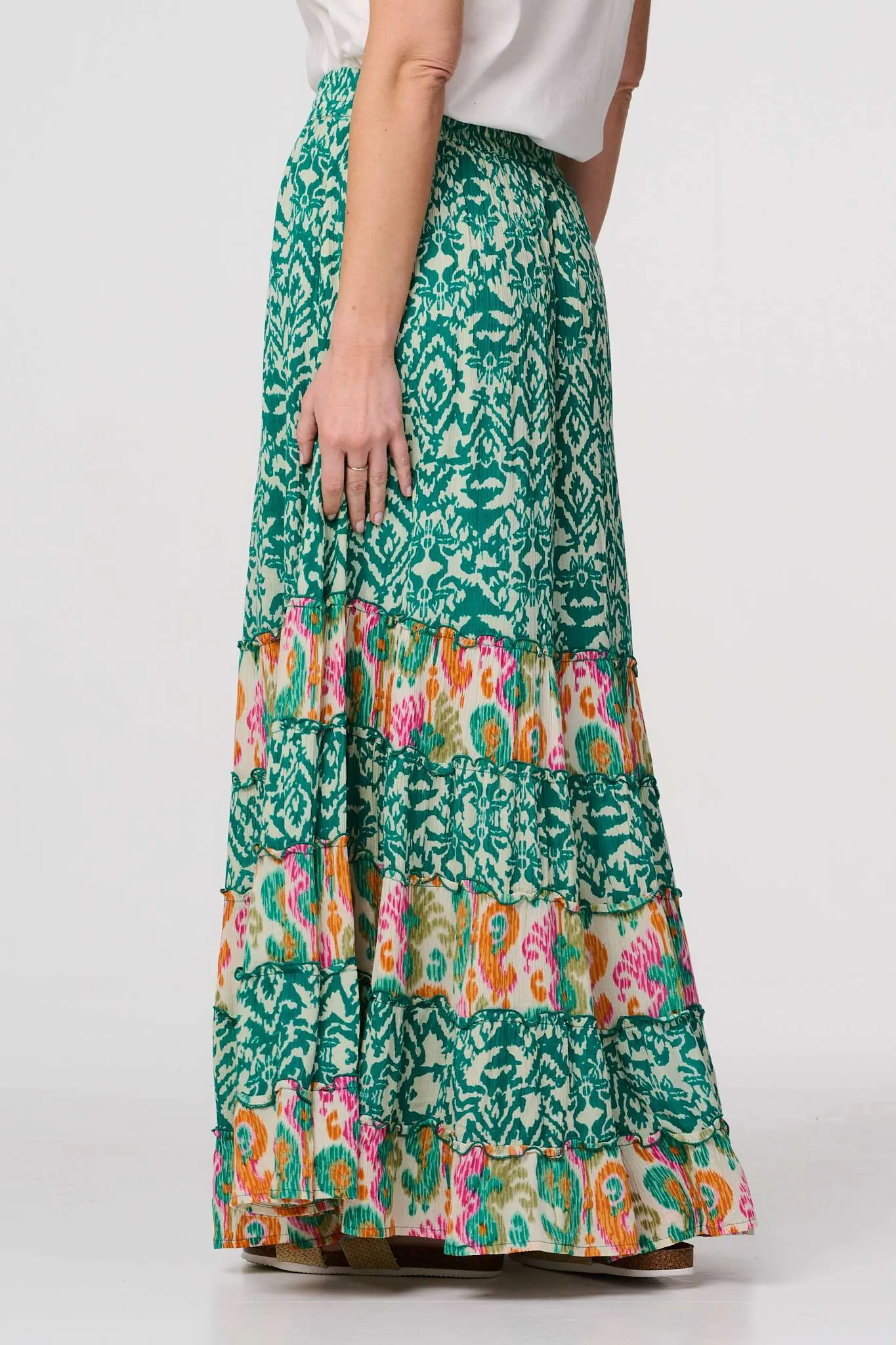 Patchwork High Waist Maxi Skirt