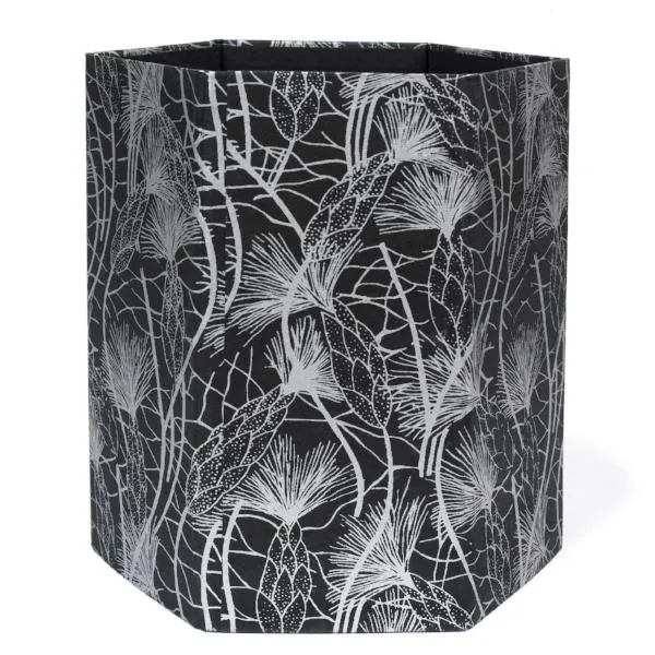 Recycled Cotton Storage/Wastebasket in Black Beach Grass Design