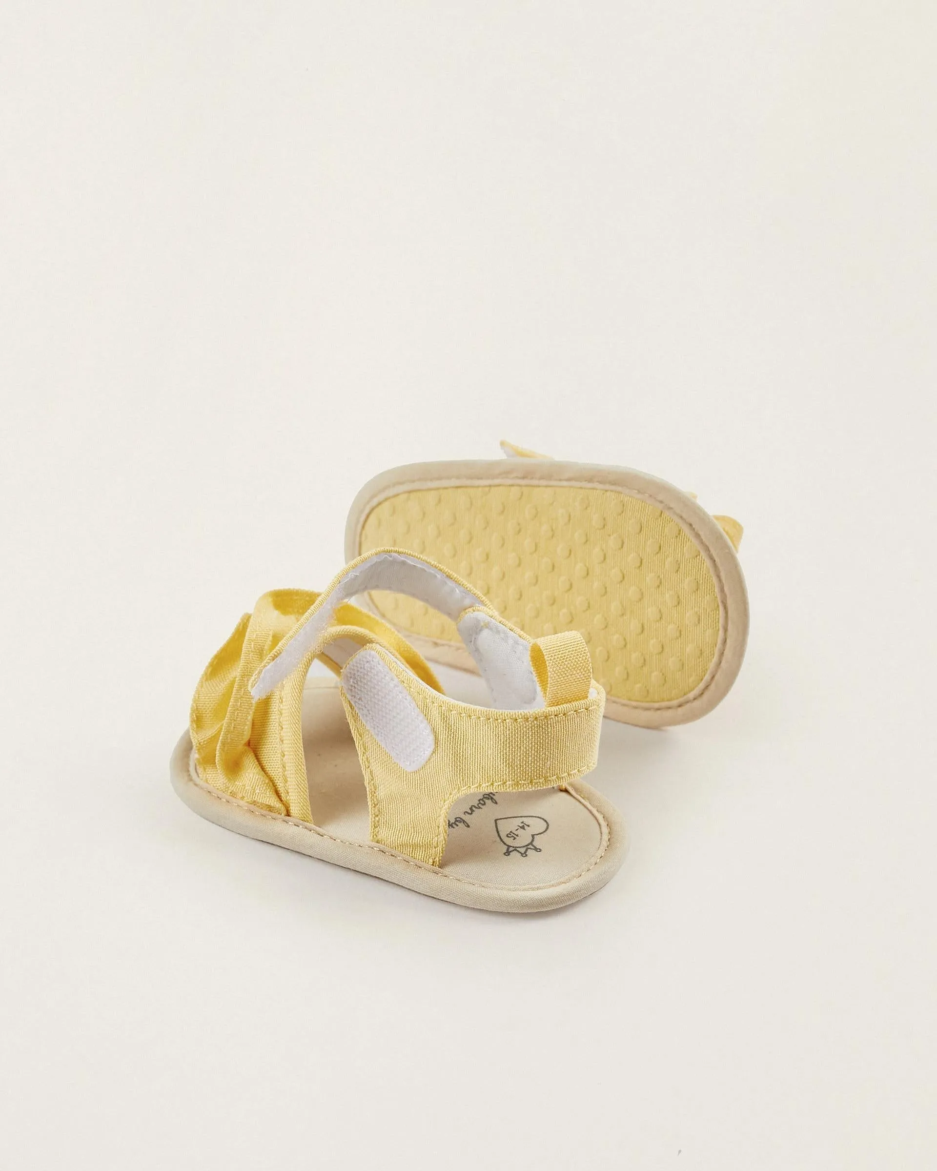 Sandals with Ruffles for Newborn Girls, Yellow