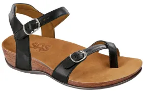 SAS Pampa Toe Loop Sandal Black & Sapphire