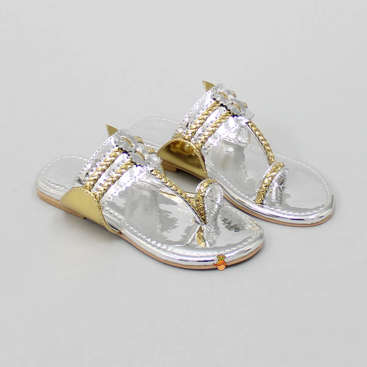 Shiny Braided Kolhapuri Flats
