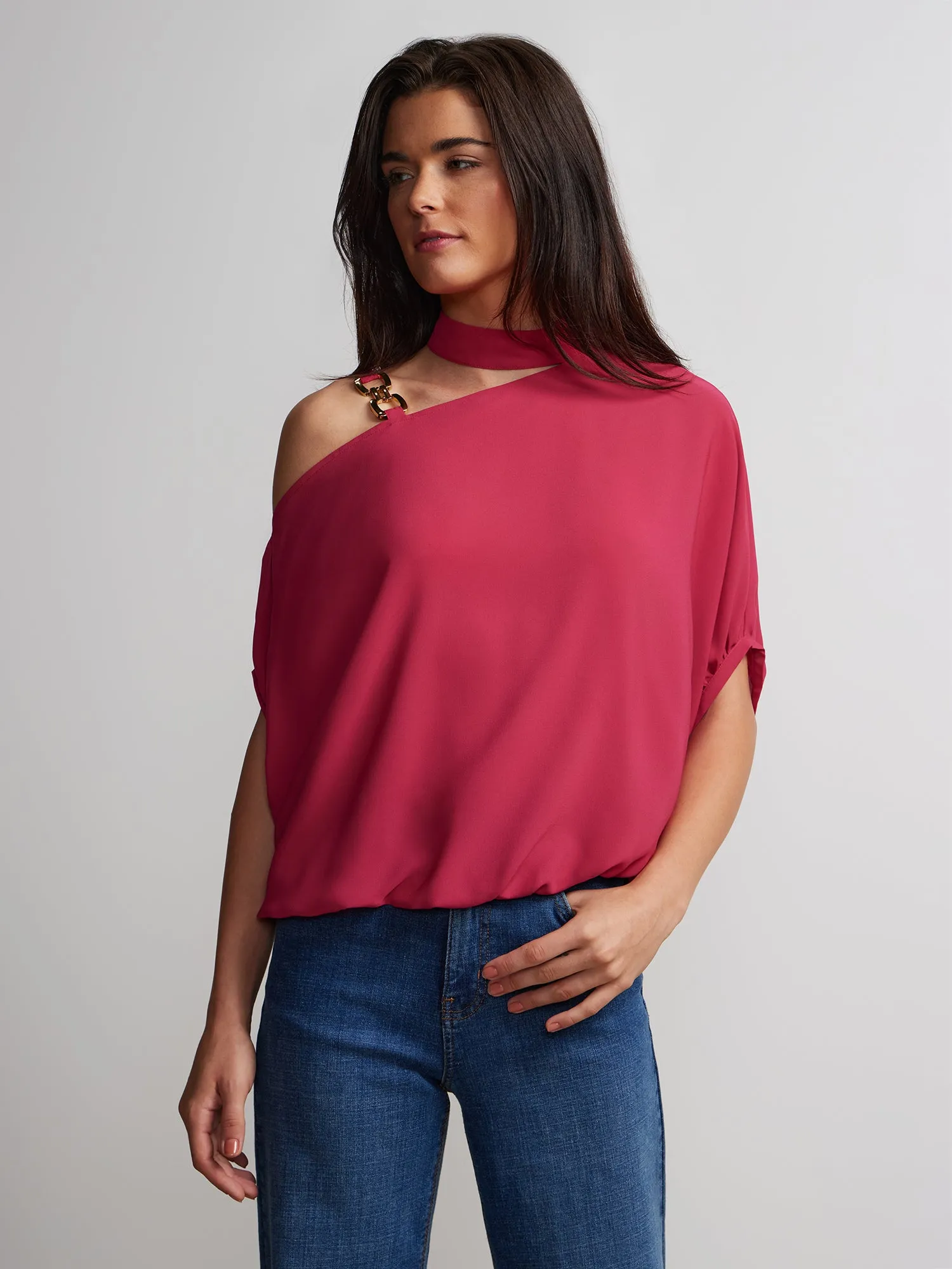 Short Sleeve Cold Shoulder Top