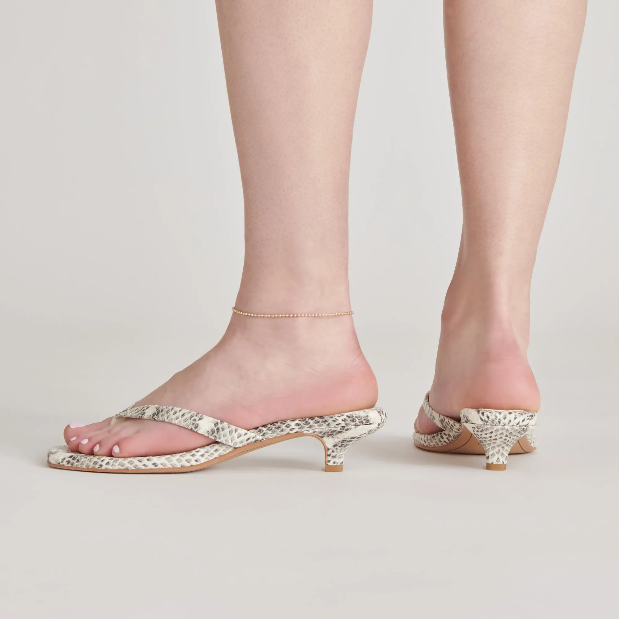 TASIAH SANDALS GREY WHITE EMBOSSED LEATHER