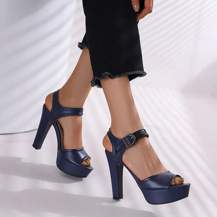Women's Open Toe Chunky Heel Platform Sandals