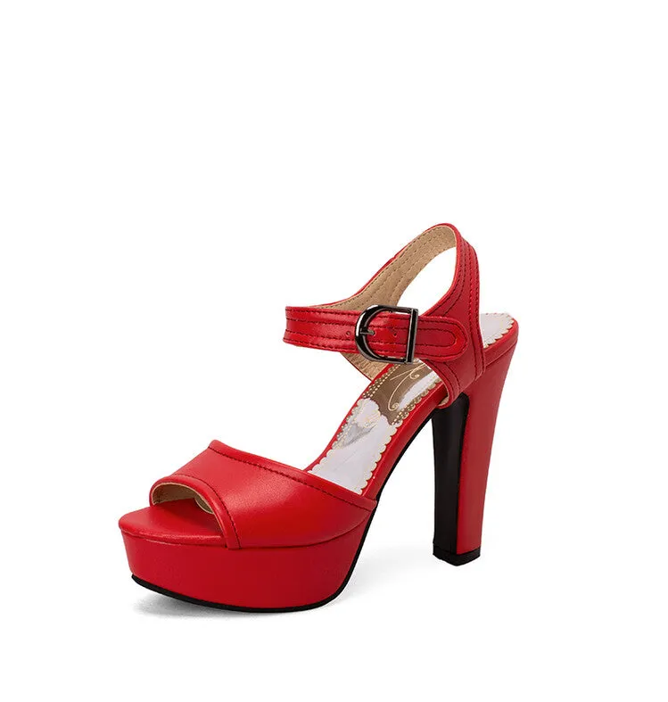 Women's Open Toe Chunky Heel Platform Sandals