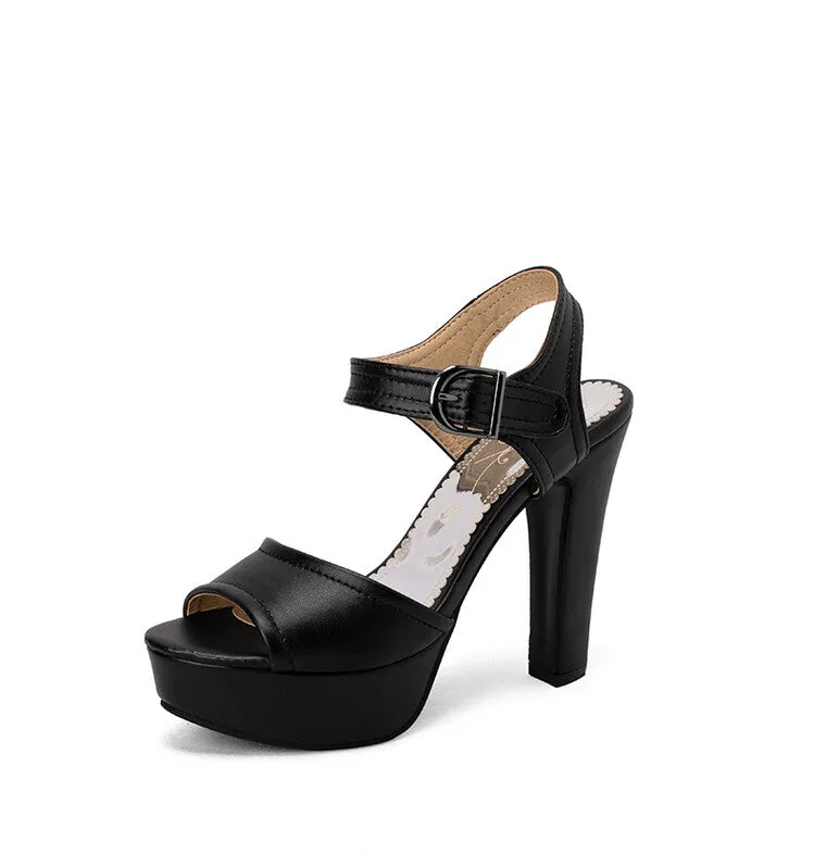 Women's Open Toe Chunky Heel Platform Sandals